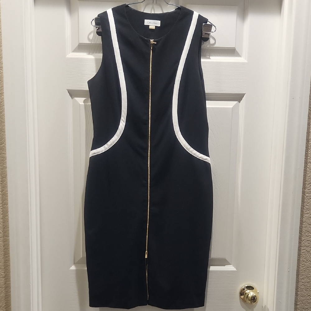 Calvin Klein Black Dress with White Accents